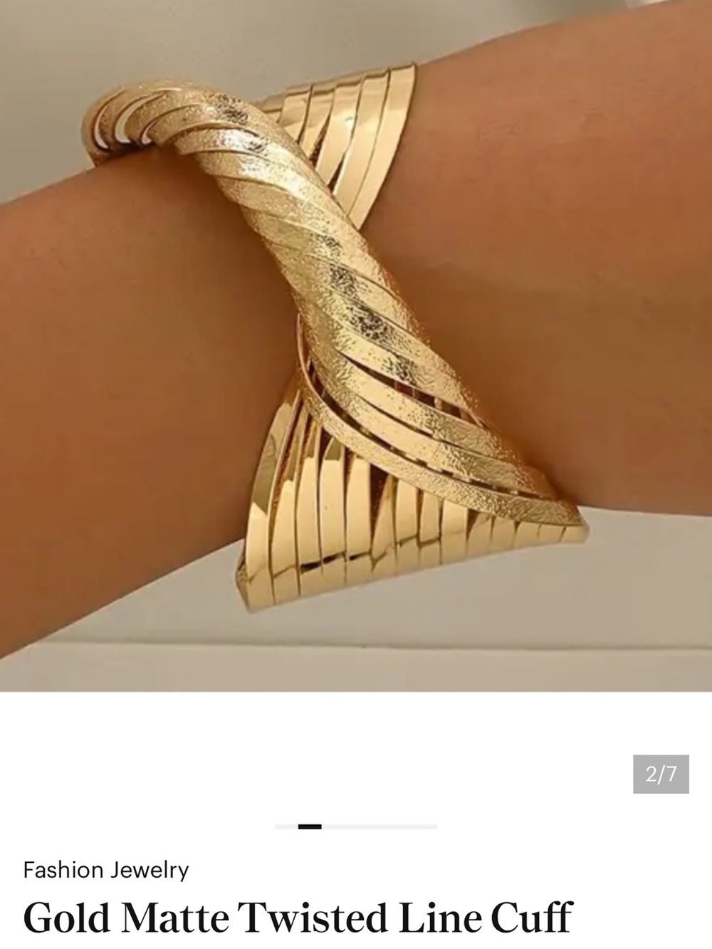 Gold Matte Cuff Bracelet. - Picture 5 of 8